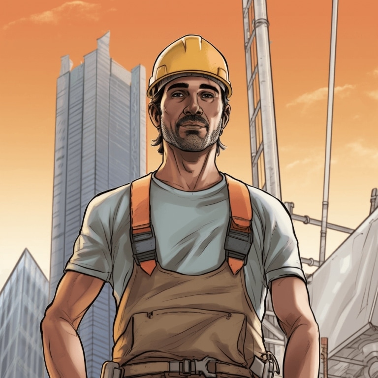 Illustration of a Seattle house painter wearing safety gear