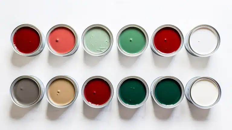 Paint buckets shot from above